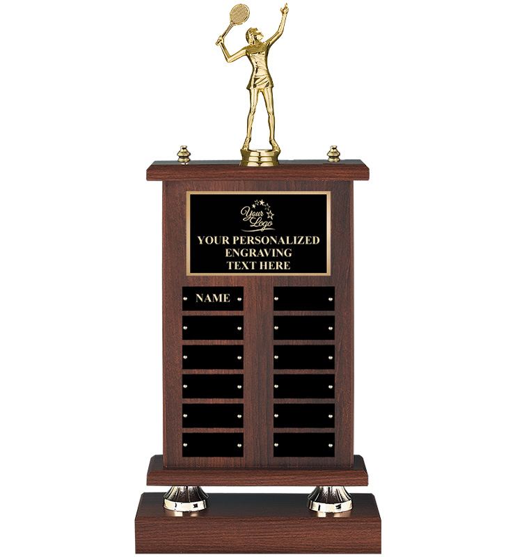 12 Plate Walnut Perpetual Trophy