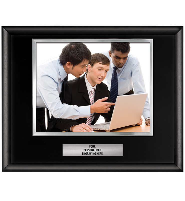 Shiny Black Horizontal Slide-In Photo Frame Plaque