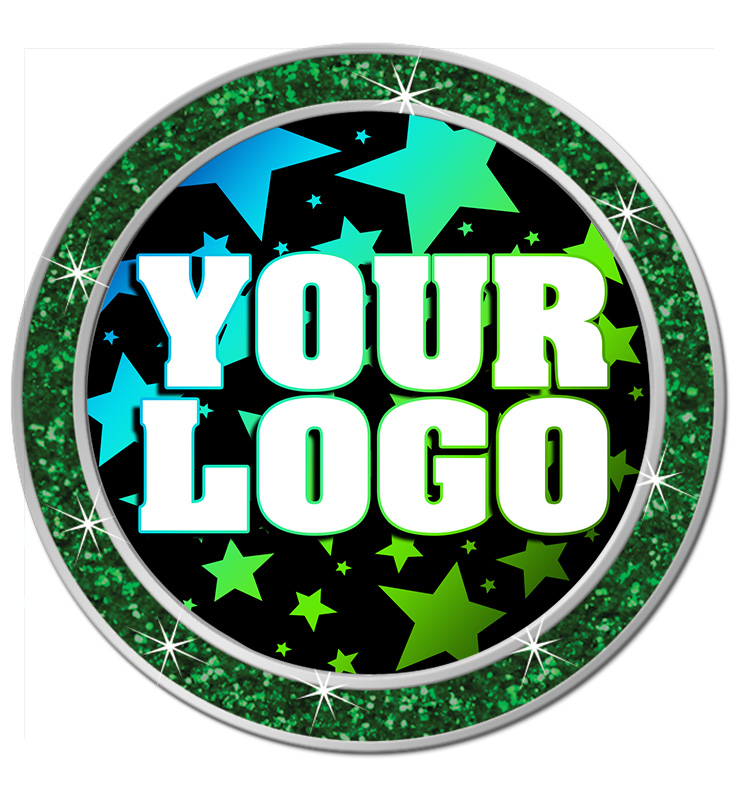 1.3" Green Glitter Insert Pin