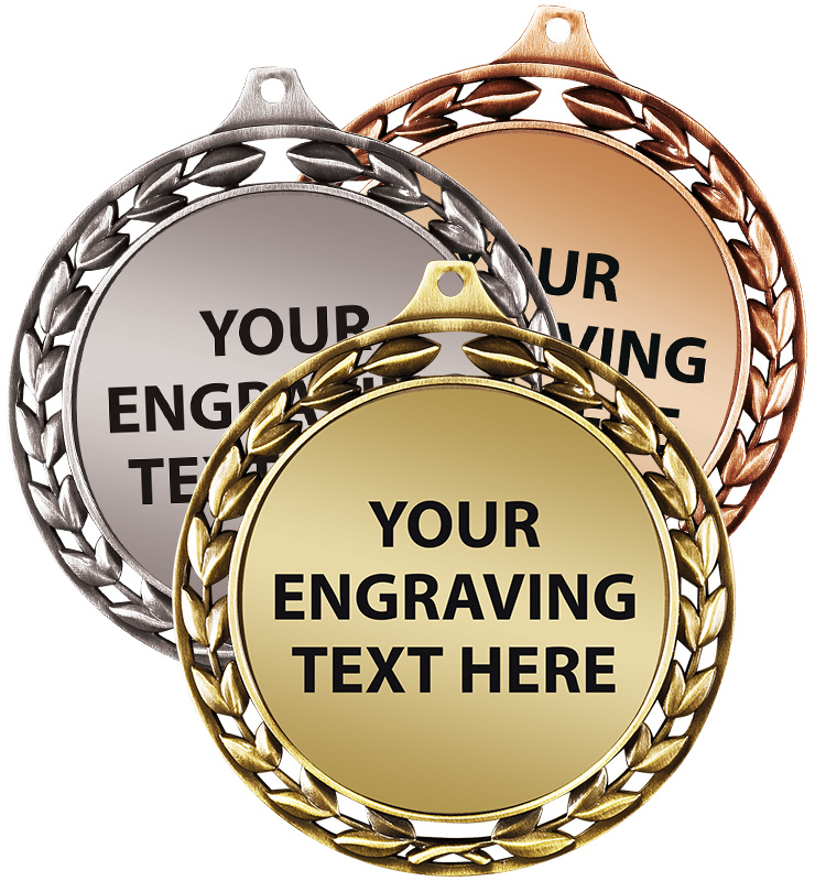 2 1/2" Laurel Wreath Engraving Medal