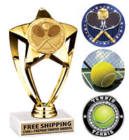 6" Gold and Silver Star Insert Tennis Trophies