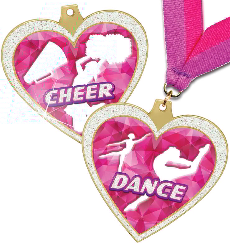 2 1/2" Glitter Heart Medals