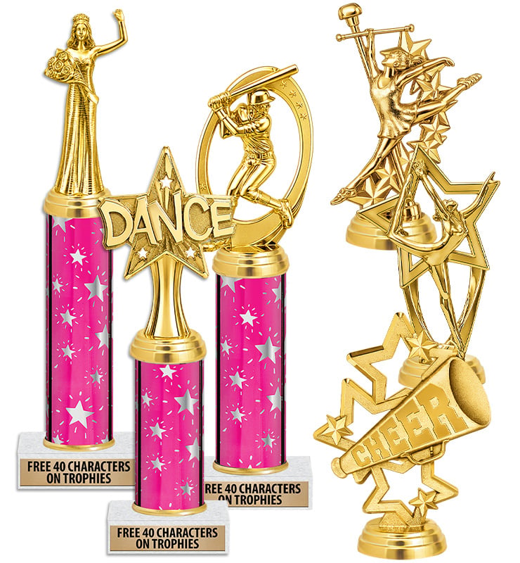 Pink Stars Classic Column Trophies
