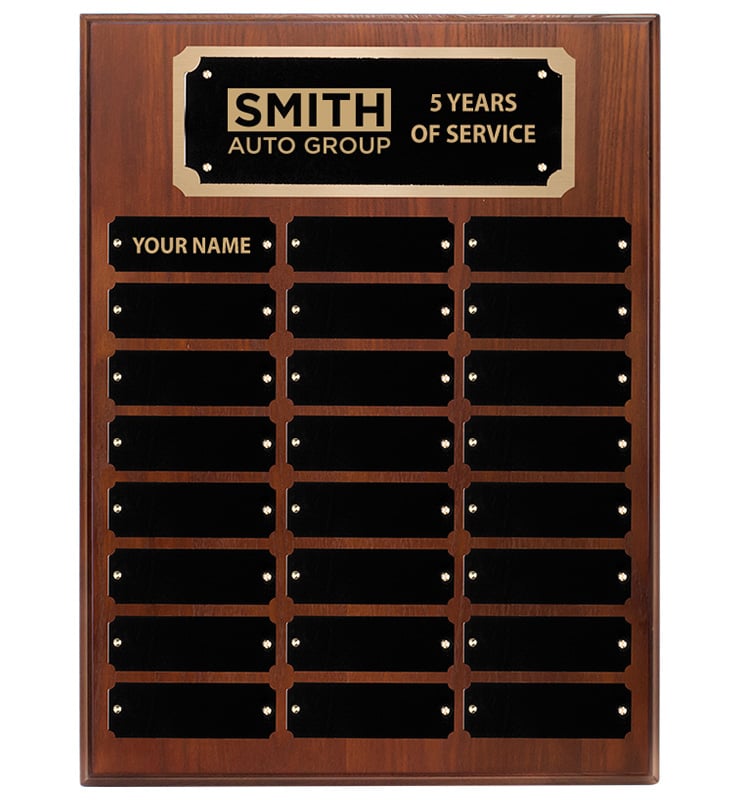 24 Plate Large Walnut Perpetual Plaque