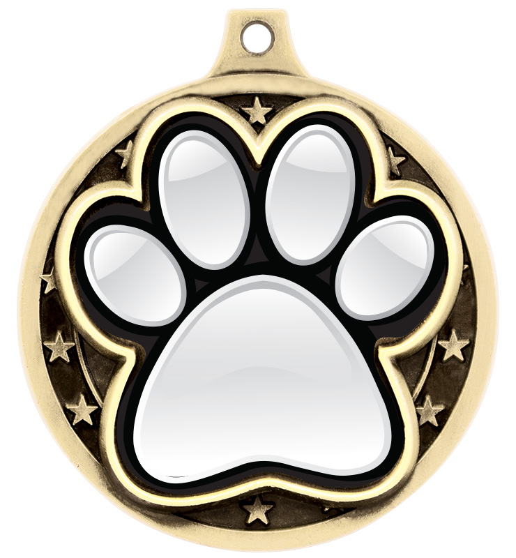2" White Paw Print Medal