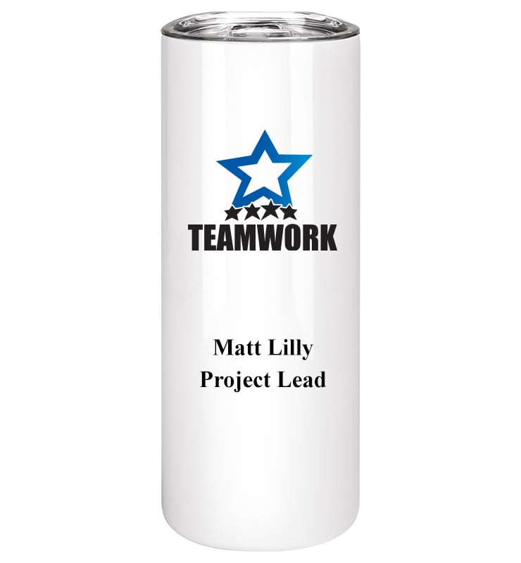 White Color Printed Slim Tumbler 20oz