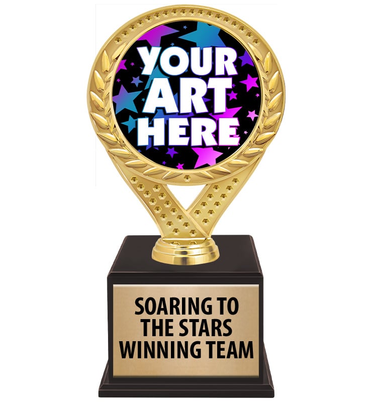 9 1/2" Famous Insert Trophy On Wood Base