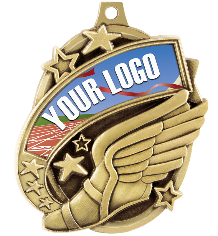 2 1/4" Custom Kudos Winged Foot Medals