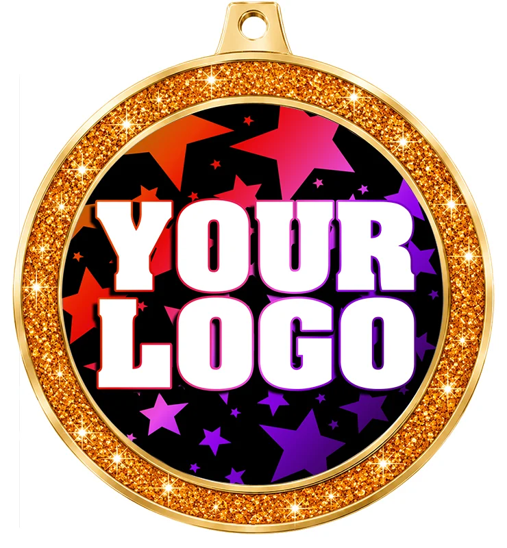 2 1/2" Orange Glitter Insert Medal
