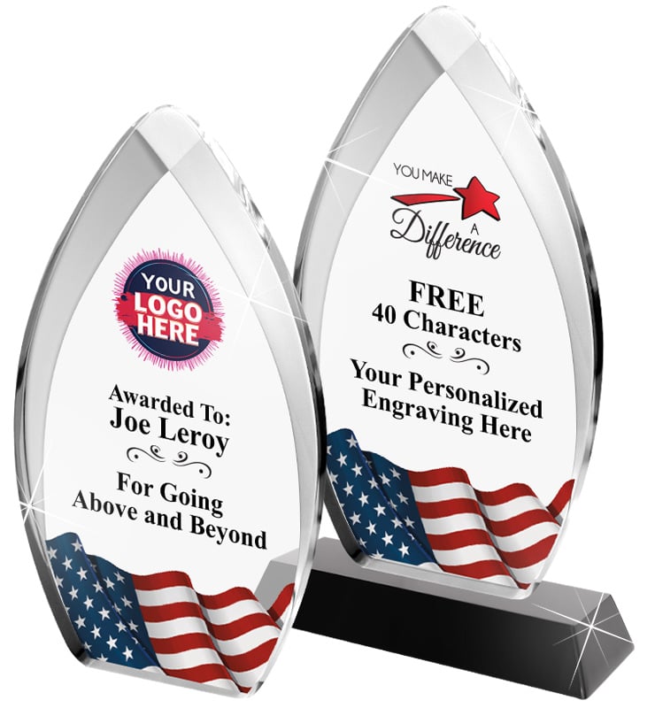 American Flag Tear Drop Acrylic Awards