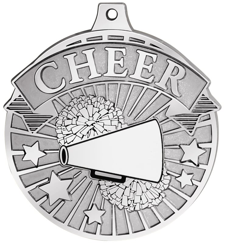 2 1/4" Silver Gilded Cheer Medal