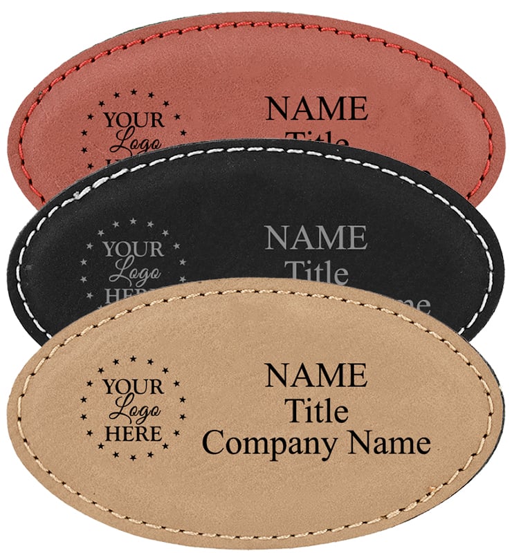 Large Oval Leatherette Badge