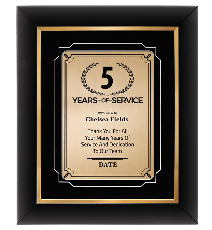 Years Of Service Gold Decor Frame Plaque