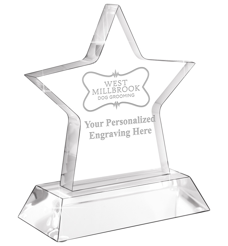 5.75" Clear Standing Star W/ Acrylic Base