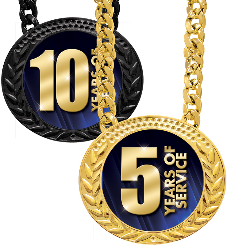 6" Famous Years Of Service Insert Medals