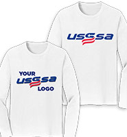 USSSA Long Sleeve White T-Shirts With Multi-Color Logo