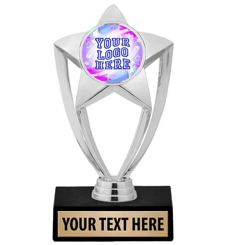 Shiny Silver Star Custom Insert Trophy