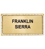 Rectangle Rhinestone Gold Name Badge