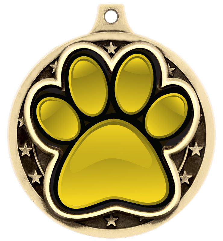 2" Yellow Paw Print Medal