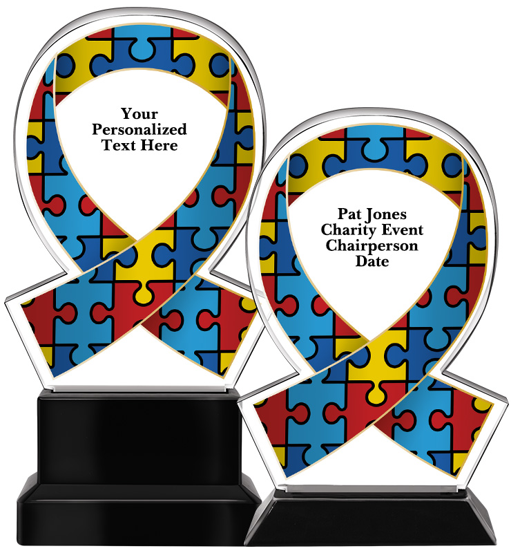 Acrylic Autism Puzzle Awareness Ribbon