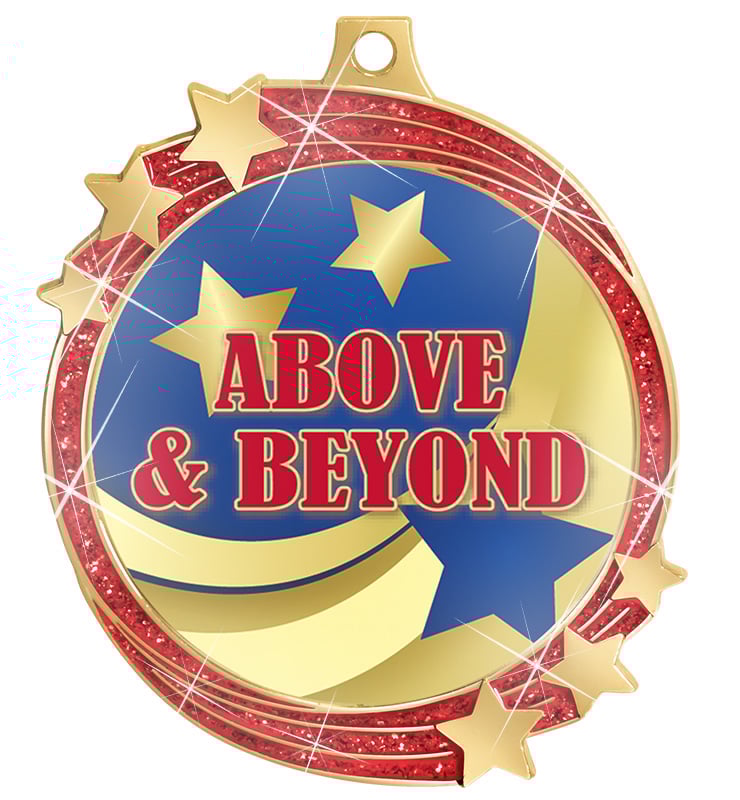 2 1/2" Red Glitter Shooting Star Medal