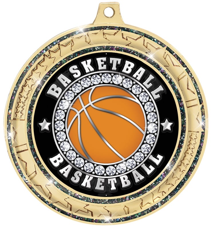 2 3/4" Black Star Trail Glitter Insert  Medal