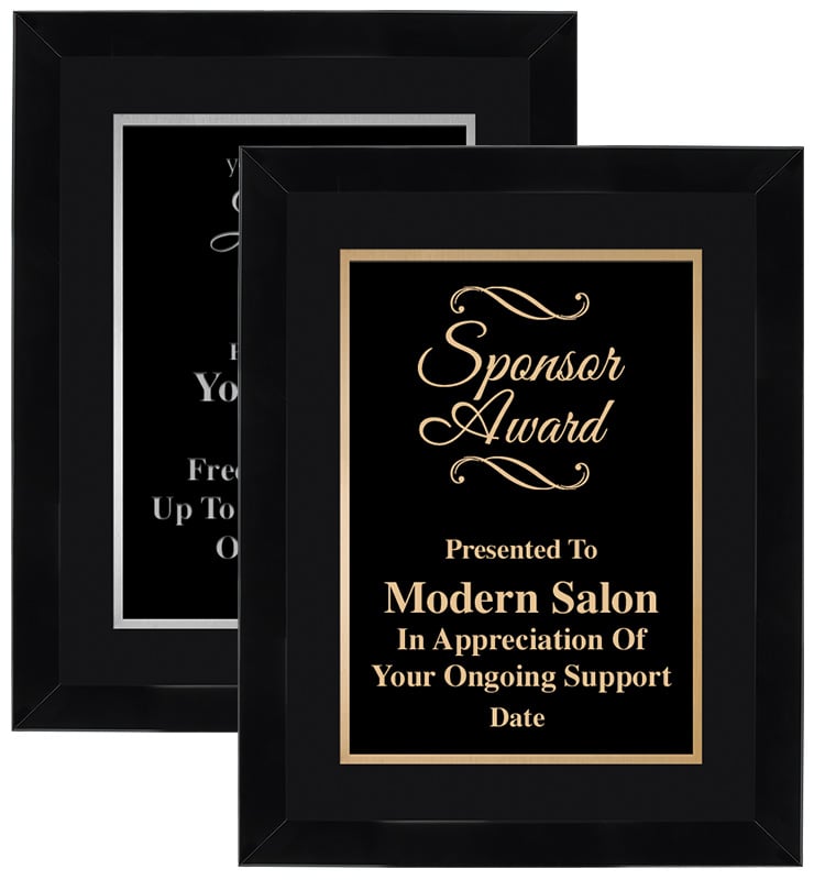 Black Wood Omega Frame Plaques With Silver Or Gold Border