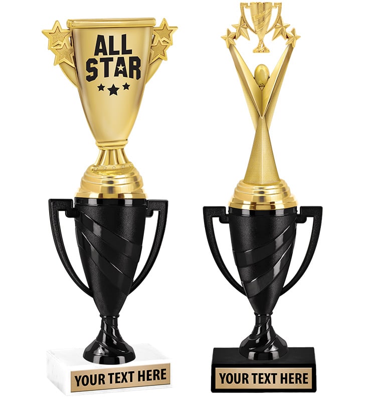 Black Swirl Cup Trophies With Figure