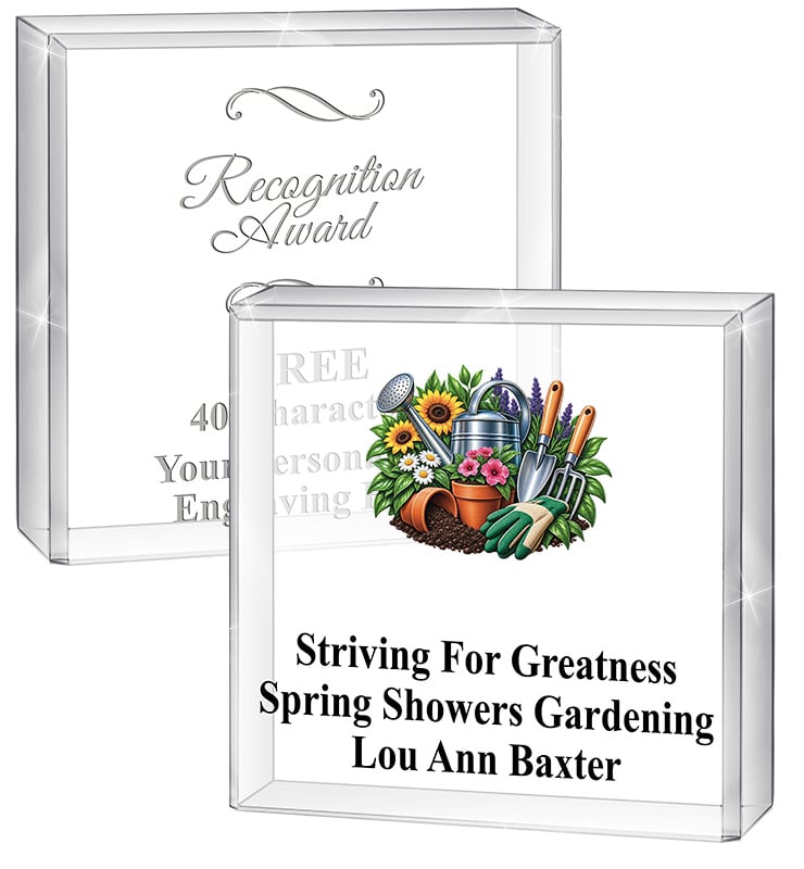Standing Square Crystal Paperweight