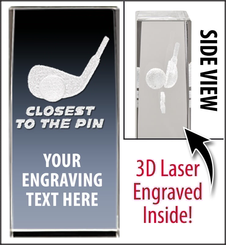 Golf Closest To Pin 3D Laser Crystal