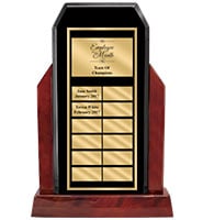 12 Plate Champion Glossed Wood Perpetual Trophy