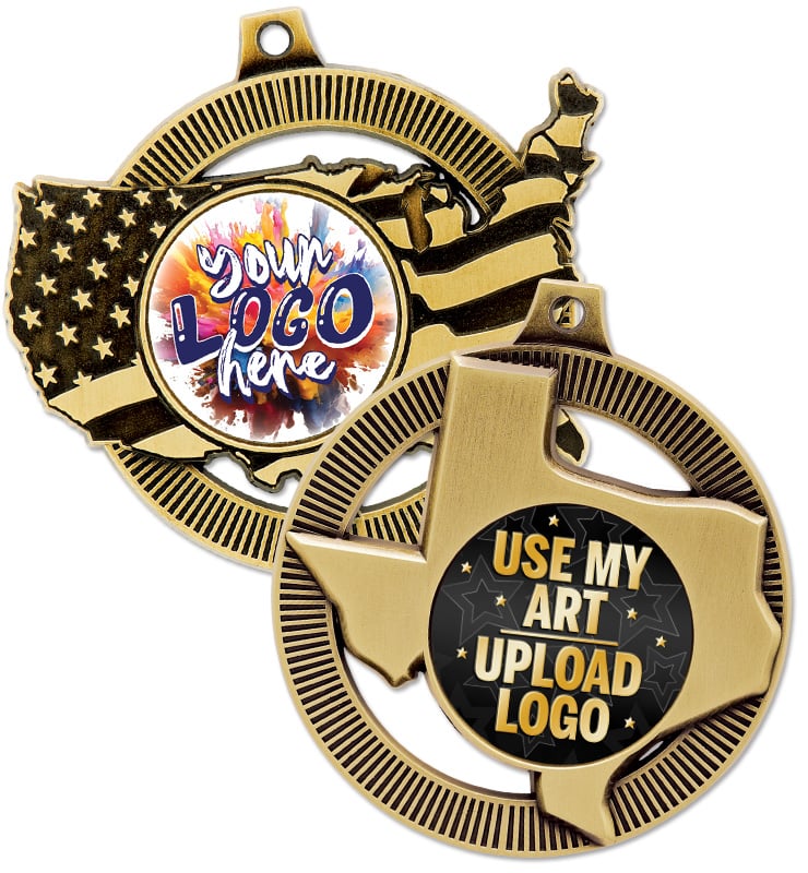 2" State Shaped Insert Medals