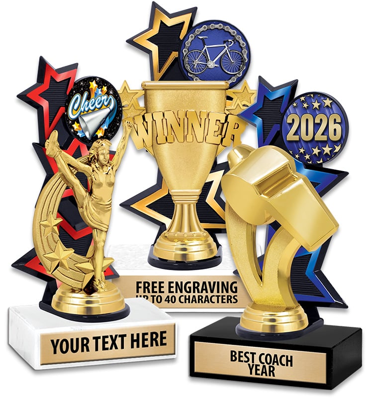 Three Star Backdrop Insert Trophies