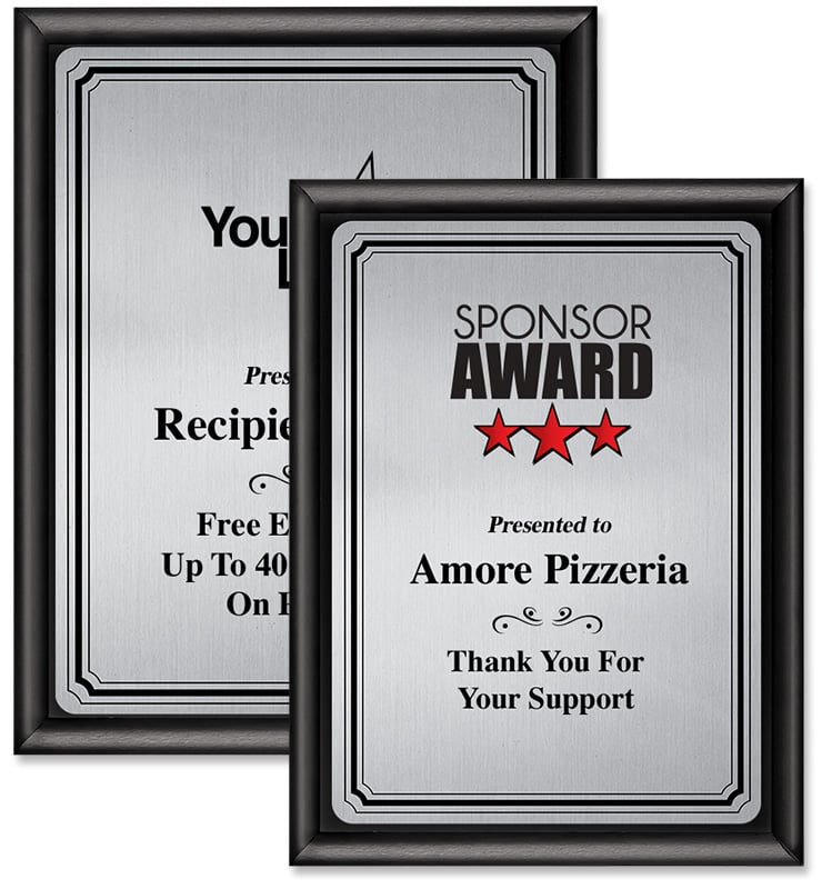 Shiny Black Color Printed Plaques With Silver Plate