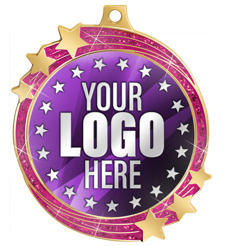 2 1/2" Pink Glitter Shooting Star Insert Medal