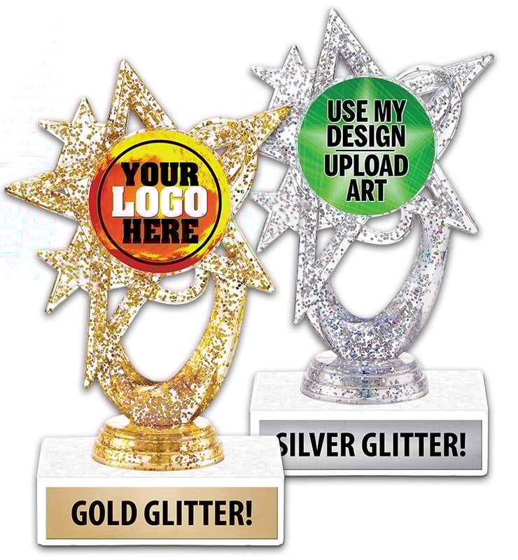 Astral Glitter Gold & Silver Custom Insert Trophies
