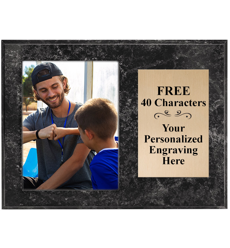 Black Marbleized Horizontal Team Photo Plaque