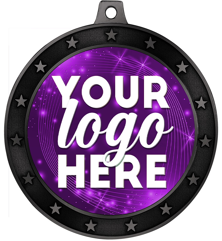 2 1/2" Black Universe Star Medals