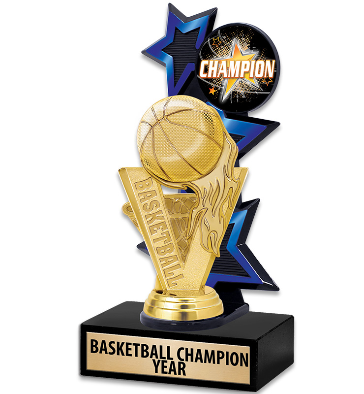 Three Star Backdrop Blue Insert Trophy