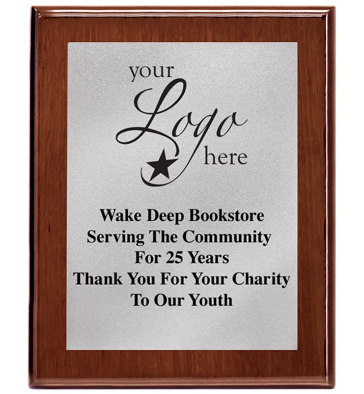 Walnut Glossed Plaque With Silver Matte Plate