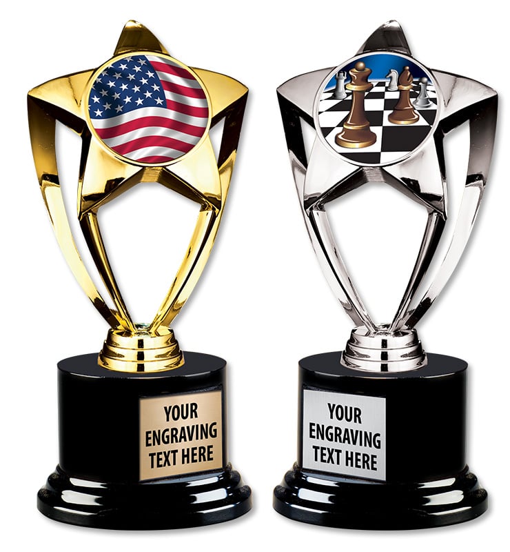 8" Gold and Silver Star Insert Deluxe Trophy