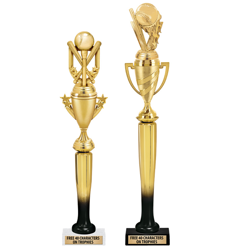 18"-20" Gold And Black Baseball Bat Column Cup Trophy