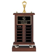 12 Plate Walnut Perpetual Trophy