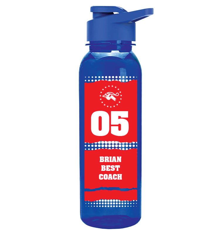 Blue School Spirit Water Bottle 24oz - Red White