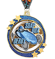 2 1/2" Blue Glitter Shooting Star Medal