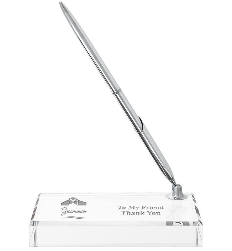 Crystal Paperweight Pen Set