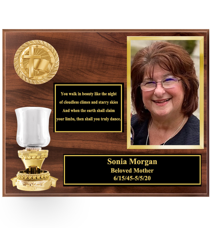 10.5" x 13" Memorial Wood Plaque With Candle