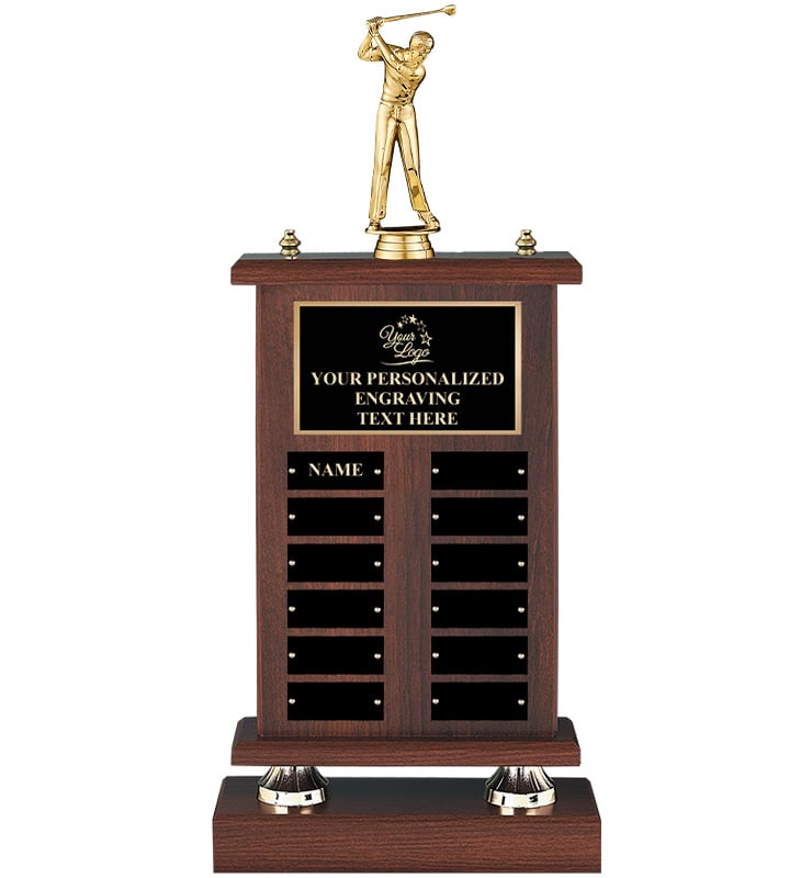 12 Plate Walnut Perpetual Trophy
