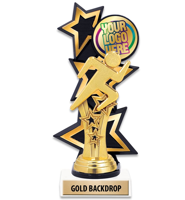 Three Star Backdrop Gold Custom Insert Trophy