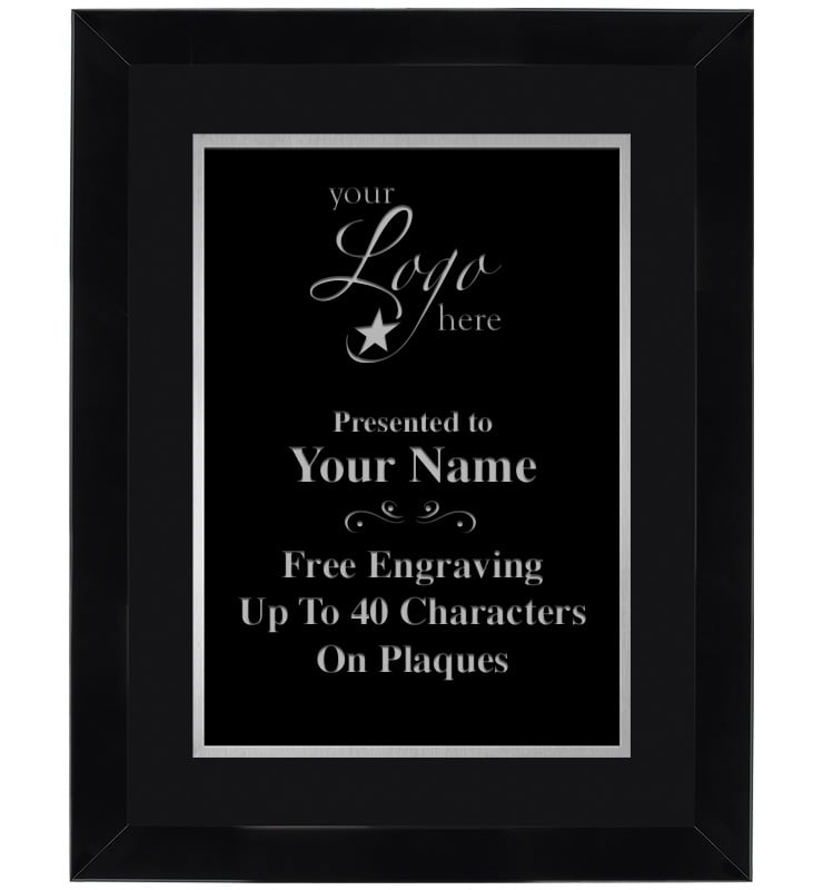 Black Wood Silver Border Omega Frame Plaque